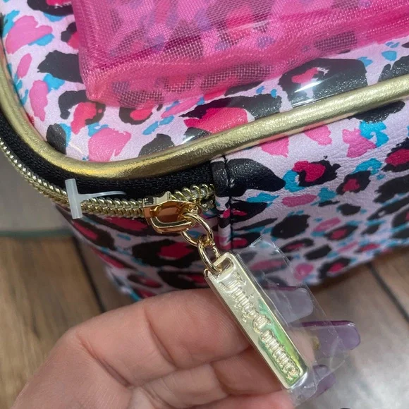 JUICY COUTURE Pink Leopard Pattern PURounded Makeup Case Organizer